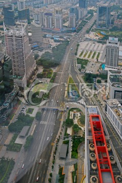 地王观光鸟瞰深圳深南大道