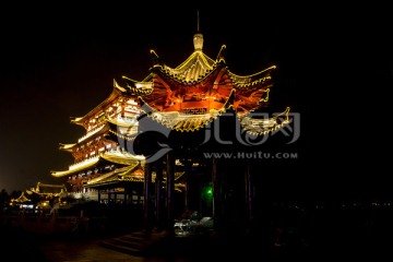 长沙杜甫江阁夜景