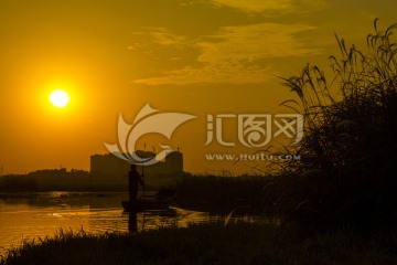 望城大泽湖湿地夕阳日落