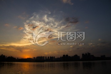 长沙梅溪湖日落夕阳