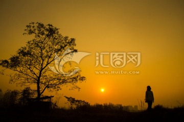望城大泽湖湿地夕阳日落