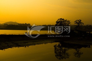 长沙后湖日落夕阳