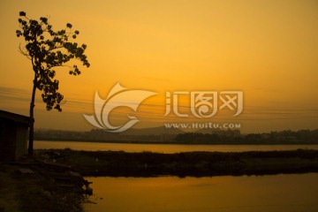 长沙后湖日落夕阳