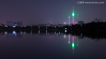 海珠湖远眺广州塔夜景