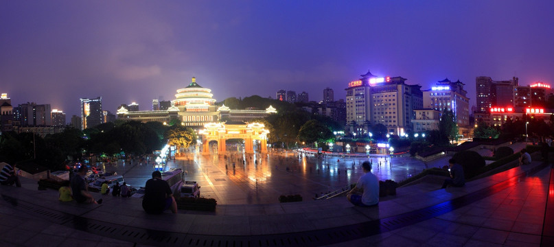 重庆人民大礼堂夜景全景图