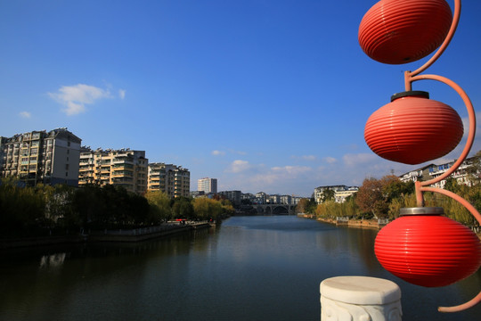 城市 园林 山水 灯笼