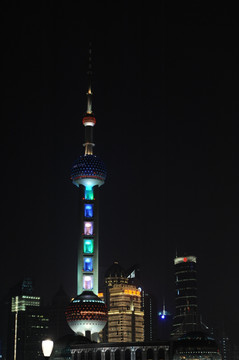 上海外滩东方明珠夜景