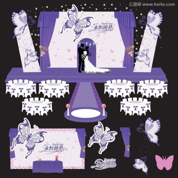 紫色蝴蝶主题婚礼