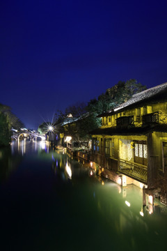 乌镇西栅的夜景