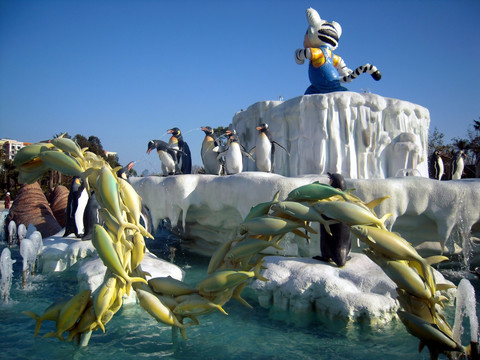 珠海长隆企鹅酒店喷水池