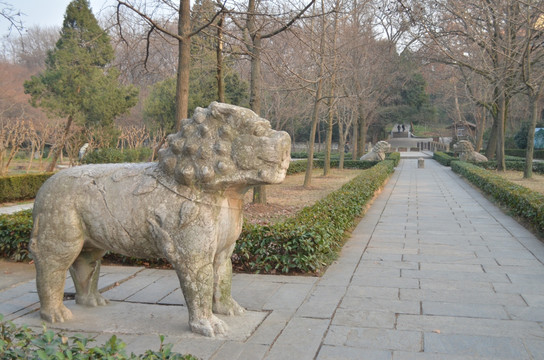 明孝陵石狮子雕像
