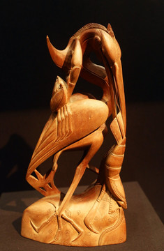 印尼峇里木雕水鸟像