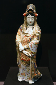 日本彩绘描金观音菩萨像