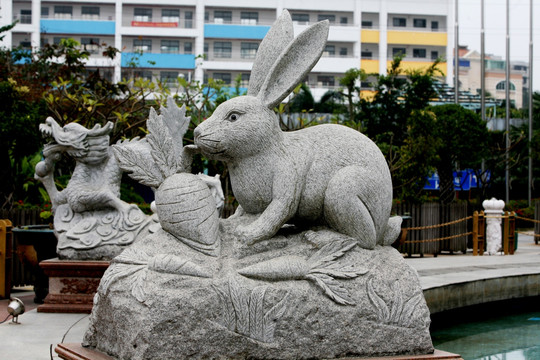 雕塑艺术 十二生肖 兔