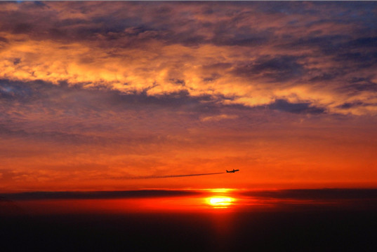 飞机夕阳