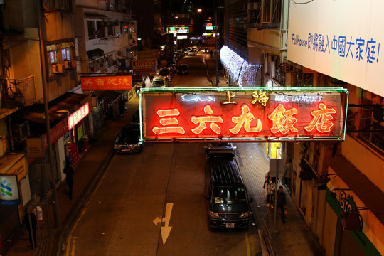 香港夜晚霓虹广告拍