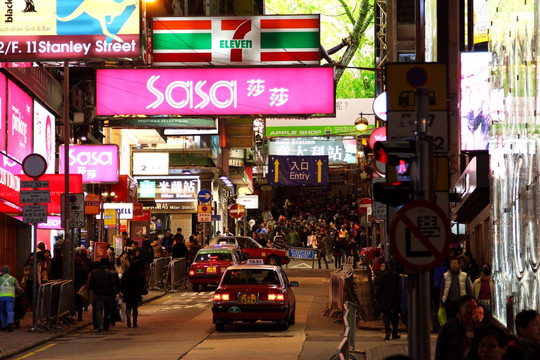 香港夜晚街道广告牌