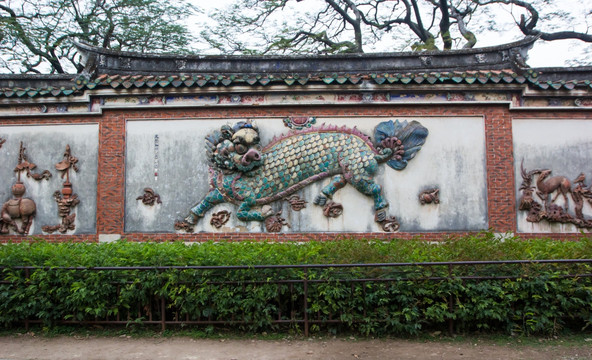 泉州开元寺 麒麟浮雕墙
