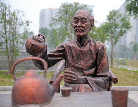 铜雕艺术 茶道雕塑