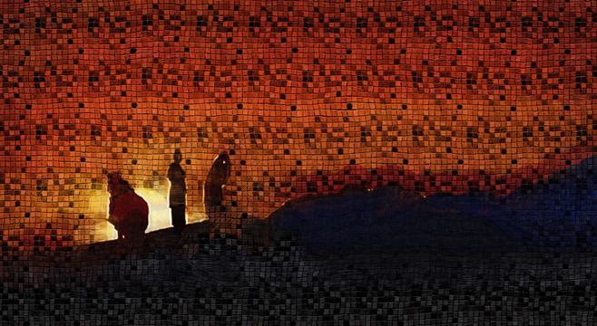 日落油画