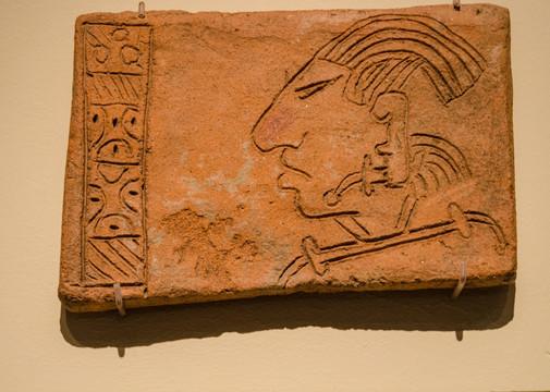 玛雅男子头像陶砖 古典期后期