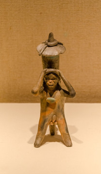 玛雅陶猴 玛雅陶器 玛雅陶像