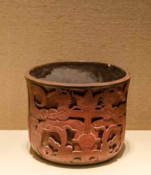 玛雅世界之树纹陶杯 玛雅陶器