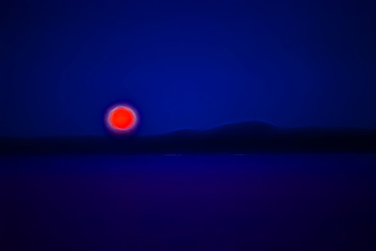 电脑画 蓝湖红月