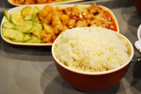 米饭素菜拼盘