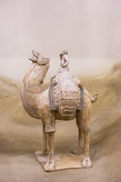 隋代彩绘陶骑驼俑 隋代骆驼