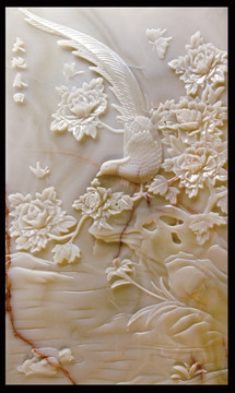 精美浮雕玉石工艺雕刻石材艺术画