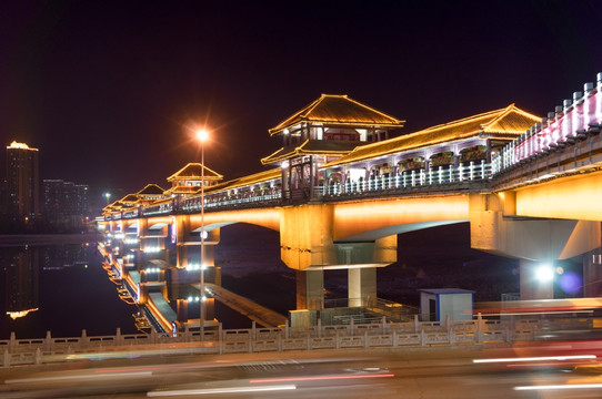 宝鸡廊桥夜景