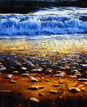 海浪风景无框油画