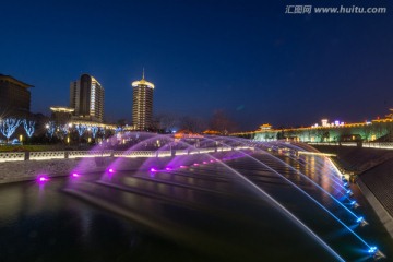 西安南门护城河夜景
