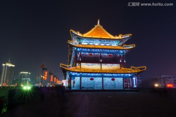 西安古城墙夜景