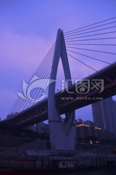 重庆夜景 东水门长江大桥