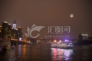 重庆嘉陵江和千厮门大桥夜景