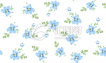 花朵 蓝色 印花 未分层