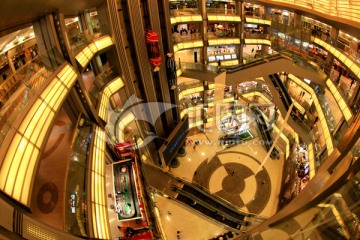 商业购物中心大厅大堂 观光电梯