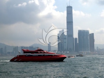 香港维多利亚港的快艇