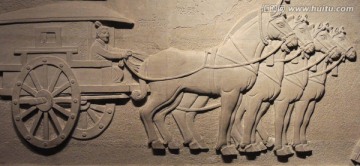 古代驾驭马车壁雕