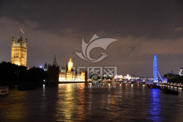 英国伦敦泰晤士河夜景