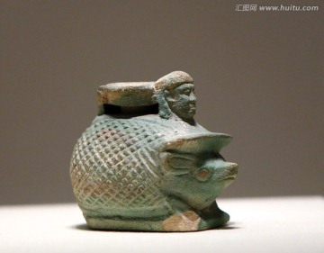 埃及釉陶刺猬驮人香水瓶