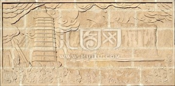 浮雕文化墙 开元寺塔