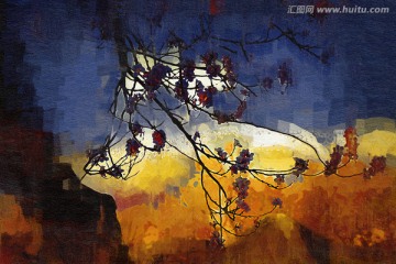 桃花油画