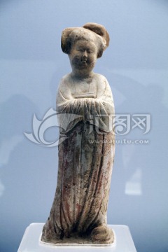 唐三彩 彩色釉陶器 人物塑像