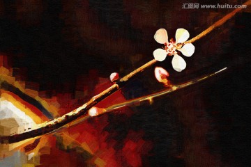 桃花油画