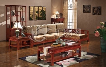 中式实木客厅沙发