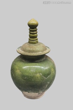 绿釉瓷罐