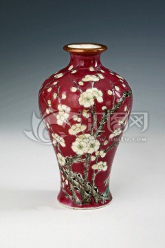 珊瑚红梅瓶瓷器陶瓷高清jpg